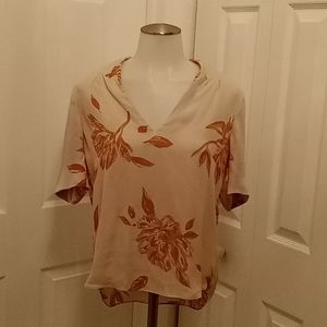 Joie peach silk floral short sleeve tunic size S